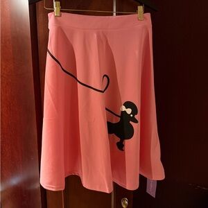Elegant Pink Poodle Skater Skirt with Black Design L